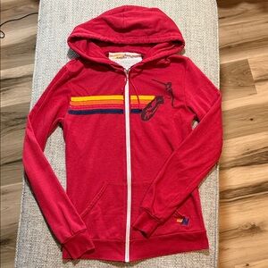 VTG OG Aviator Nation Surfer 4 Stripes Full Zip Hoodie Red Small